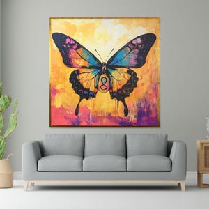 Stampa su tela con farfalle vibranti, stampa su tela con farfalle colorate, stampa su tela con natura, poster con animali, decorazione da parete, decorazione pronta da appendere