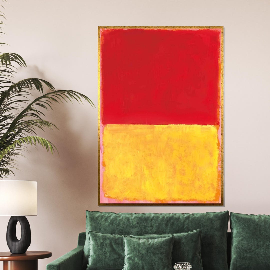 Abstract Red and Yellow Canvas, Modern Art Canvas, Minimalist Wall Art ...