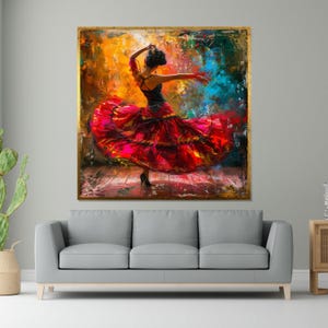Flamenco Dancer Canvas Art, Colorful Dance Wall Art, Spanish Dancer Poster, Wall Art Canvas Design, Ready To Hang Decoration