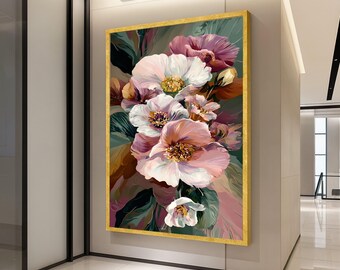 Floral Canvas Print Wall Decoration – Modern Flower Wall Art Ready to Hang Wall Decor