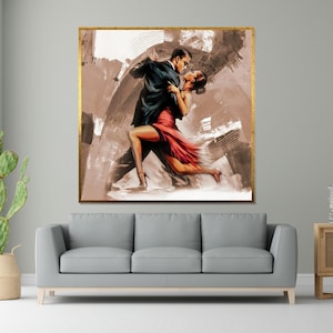 Tango Dance Canvas, Passionate Dance Art, Romantic Couple Wall Art, Canvas Wall Decor, Art Print, Ready to Hang Dance Decoration