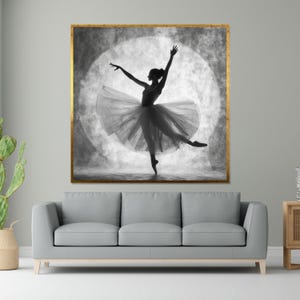 Ballet Ballerina Canvas Art, Elegant Dancer Wall Print, Black and White Ballet Poster, Wall Art Canvas Design, Ready to Hang Decor