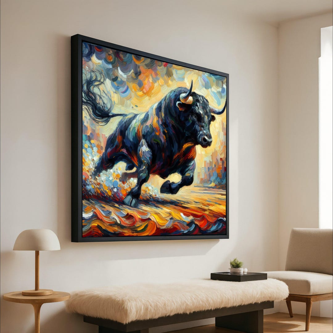 Abstract Bull Canvas Print – Powerful Wall Decor, Vibrant Wall Art ...