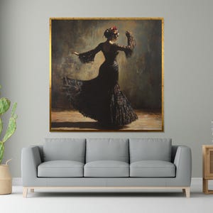 Flamenco Dancer Canvas, Elegant Dance Art, Spanish Flamenco Print, Wall Art Canvas Design, Ready To Hang Decoration