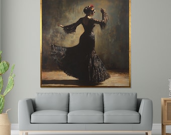 Flamenco Dancer Canvas, Elegant Dance Art, Spanish Flamenco Print, Wall Art Canvas Design, Ready To Hang Decoration