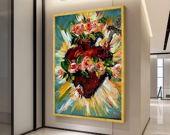 Sacred Heart Canvas Wall Art – Christian Wall Decor, Religious Wall Art Ready to Hang