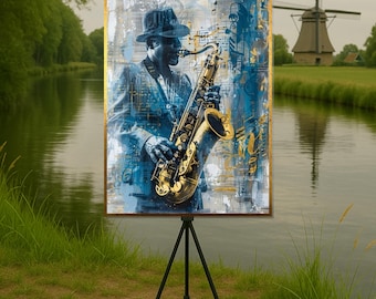 Jazz Saxophonist Canvas, Music Wall Art, Saxophone Player Print, Wall Art Canvas Design, Ready To Hang Decoration