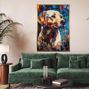 Colorful Dog Canvas, Multicolor Dog Art, Animal Wall Art, Dog Portrait Print, Wall Art Canvas Design, Ready to Hang Decoration