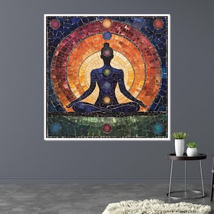 Chakra Meditation Canvas, Spiritual Wall Art, Yoga Art Print, Chakra Poster, Wall Art Canvas Design, Ready to Hang Decoration image 4