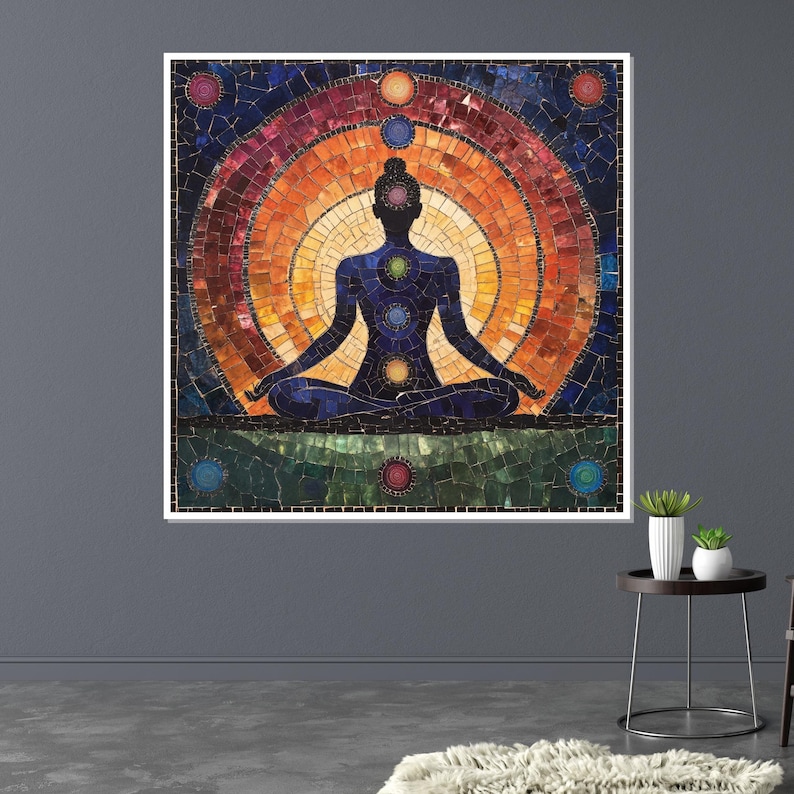 Chakra Meditation Canvas, Spiritual Wall Art, Yoga Art Print, Chakra Poster, Wall Art Canvas Design, Ready to Hang Decoration image 4