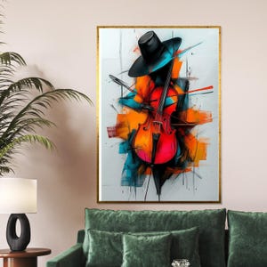 Abstract Violinist Canvas, Music Art, Colorful Violin Wall Print, Modern Art Canvas Design, Vibrant Musician Poster, Ready to Hang Decor