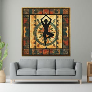 Yoga Pose Canvas, Meditative Silhouette Art, Spiritual Wall Art, Yoga Decor Print, Wall Art Canvas Design, Ready to Hang Decoration