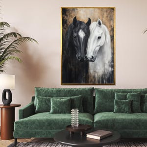 Black and White Horse Canvas, Horse Wall Art, Equine Wall Print, Animal Poster, Wall Art Canvas Design, Ready to Hang Decoration