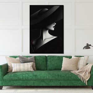 Elegant Lady Canvas Art, Black Hat Wall Art, Fashion Poster, Wall Art ...