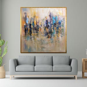 Abstract Cityscape Canvas, Urban Wall Art, Modern Skyline Canvas Print, Wall Art Canvas Design, Ready to Hang Decoration