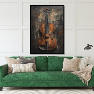 Rustic Violin Canvas, Musical Instrument Wall Art, Violin Art Print ...