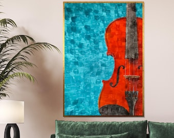 Violin Elegance Canvas, Musical Instrument Wall Art, Violin Artwork, Wall Art Canvas Design, Ready To Hang Decoration