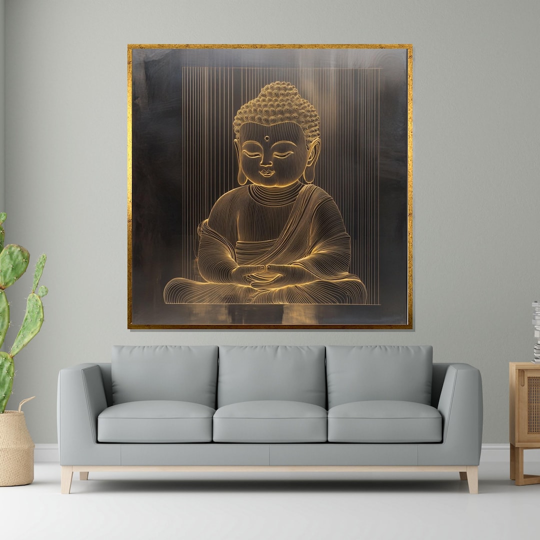 Golden Buddha Canvas, Zen Wall Art, Meditation Poster, Spiritual Wall ...