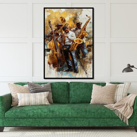 Tableau Peinture Jazz Piano - Musicien En Studio - Représentation Artistique Jeu Et Sensation - Neuf, Impression Sur Toile