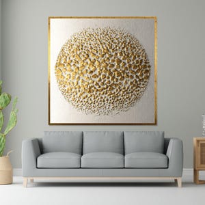 Golden Textured Circle Canvas, Abstract Art, Modern Wall Art, Circle Pattern, Gold Accents, Wall Art Canvas Design, Ready to Hang Decoration