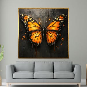 Orange Monarch Butterfly Canvas, Butterfly Wall Art, Monarch Poster, Wall Art Canvas Design, Ready to Hang Decoration