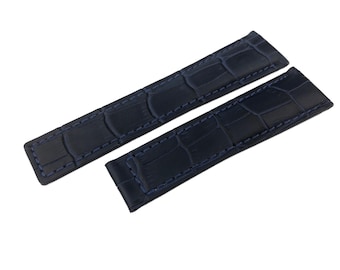 19 20 22mm Navy Dark Brown Genuine Leather Strap Band Compatible for the T-H Carrera watch Deployment Buckle/Clasp Silver/Black + Pins/Tool