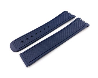 20mm Navy Blue Rubber Silicone Strap Band Compatible for the OMG watch Deployment Buckle/Clasp Silver Yellow Gold Rose Gold Black