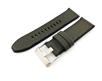 24 26 28mm Army Green Canvas/Rubber Strap Band Bracelet Compatible to the DZ watch Pin Buckle/Clasp Silver + Pins+DIY Tool
