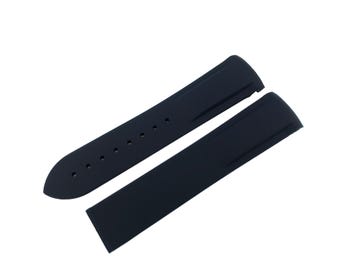 Correa de silicona de caucho azul marino oscuro de 20 mm y 22 mm, compatible con el reloj OMG, hebilla/cierre desplegable, color plata, oro amarillo, oro rosa y negro.