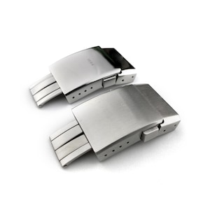 20mm Silver Brushed or Polished Deployment Buckle/Clasp for Strap Band Bracelet Compatible to the BRT watch (Pins + DIY Tool)