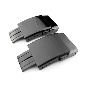 20mm Black Brushed or Polished Deployment Buckle/Clasp for Strap Band Bracelet Compatible to the BRT watch (Pins + DIY Tool)
