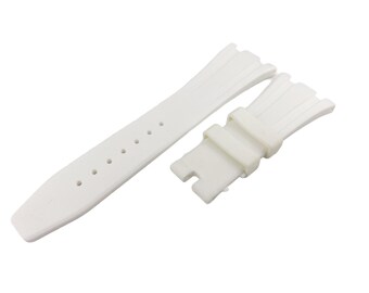 26mm White Rubber/Silicone Strap Band Bracelet Compatible to the AP watch Deployment Buckle/Clasp Silver Yellow Gold Rose Gold