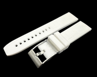22 mm 24 mm Vitt gummisilikonarmband kompatibelt med BRT-klockan Spänne/Lås silver (Nålar + gör-det-själv-verktyg)