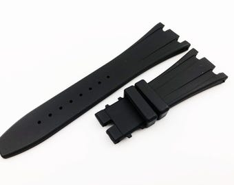 26mm 28mm Black Rubber/Silicone Strap Band Bracelet Compatible to the AP watch Deployment Buckle/Clasp Silver Yellow Gold Rose Gold