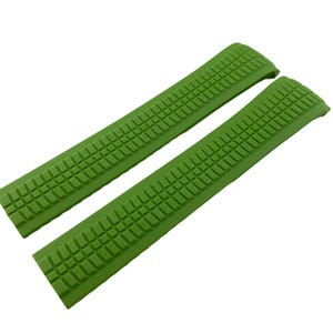 21mm Green Rubber/Silicone Strap Band Bracelet Compatible to the PP watch Deployment Buckle/Clasp Silver/Black/Rose Gold