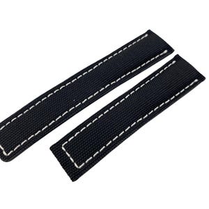 22mm Black/White Canvas/Leather Strap Band Compatible for the BRT watch Deployment Buckle/Clasp Silver Yellow Gold Black