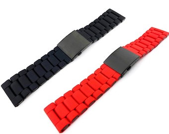 24 26 28mm Rubber - Stainless Steel Strap Band Bracelet Compatible to the DZ watch Silver or Black + Pins and DIY Tool