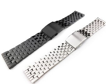 22 24 26 28 30mm Stainless Steel Strap Band Bracelet Compatible to the DZ watch Silver or Black + Pins and DIY Tool
