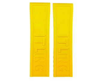 Pasek silikonowy z żółtej gumy 22 mm 24 mm Pasek kompatybilny z zegarkiem BRT Zapięcie/klamra Srebrny (szpilki + narzędzie DIY)