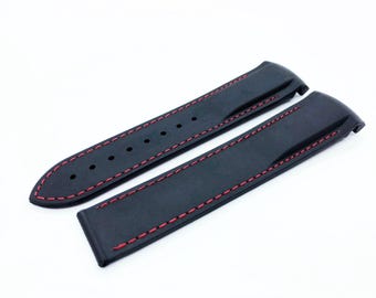 20mm 22mm Black/Red Rubber Silicone Strap Band Compatible for the OMG watch Deployment Buckle/Clasp Silver Yellow Gold Rose Gold Black