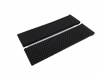 22mm 24mm Black Mesh Rubber Silicone Strap Band Compatible for the BRT watch Deployment Buckle/Clasp Silver (Pins + DIY Tool)