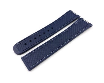 20mm Navy Blue/White Rubber Silicone Strap Band Compatible for the OMG watch Deployment Buckle/Clasp Silver Yellow Gold Rose Gold Black