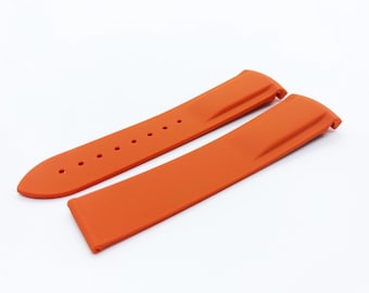 20mm 22mm Orange Rubber Silicone Strap Band Compatible for the OMG watch Deployment Buckle/Clasp Silver Yellow Gold Rose Gold Black