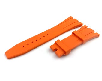 26mm Orange Rubber/Silicone Strap Band Bracelet Compatible to the AP watch Deployment Buckle/Clasp Silver Yellow Gold Rose Gold