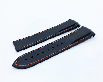 20mm 22mm Black/Orange Rubber Silicone Strap Band Compatible for the OMG watch Deployment Buckle/Clasp Silver Yellow Gold Rose Gold Black