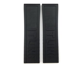 Correa de silicona de caucho negra de 22 mm y 24 mm compatible con el reloj BRT con hebilla desplegable y cierre plateado (pasadores + herramienta para bricolaje)