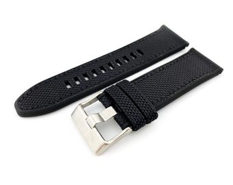 24 26 28mm Black Canvas/Rubber Strap Band Bracelet Compatible to the DZ watch Pin Buckle/Clasp Silver + Pins+DIY Tool