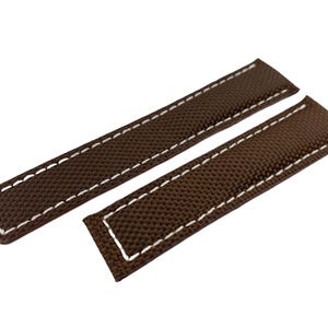 22mm Brown-White Canvas/Leather Strap Band Compatible for the BRT watch Deployment Buckle/Clasp Silver Yellow Gold Black