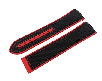 20mm 22mm Black/Red Rubber Silicone Fabric Strap Band Compatible for the OMG watch Deployment Buckle/Clasp Silver Yellow/Rose Gold Black