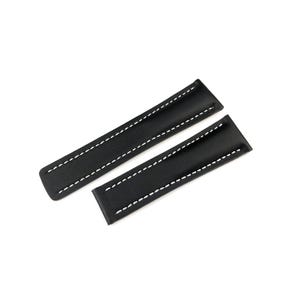 22 mm 24 mm Svart/vitt platt läderarmband kompatibelt med BRT-klockan Utfällbart spänne/lås Silver Gult guld Svart